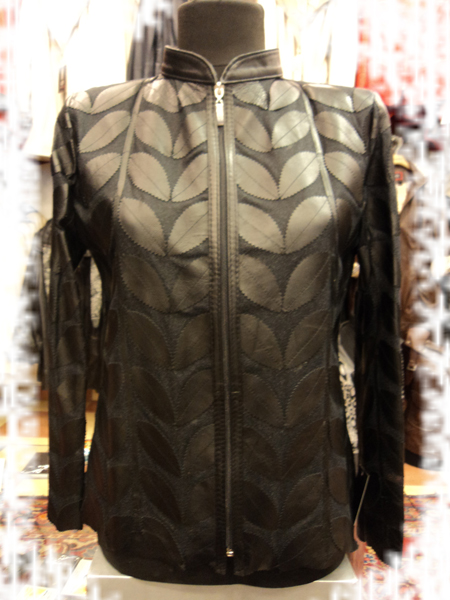 Black Leather Leaf Jacket