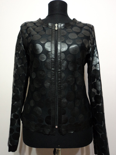 Black Leather Leaf Jacket for Women