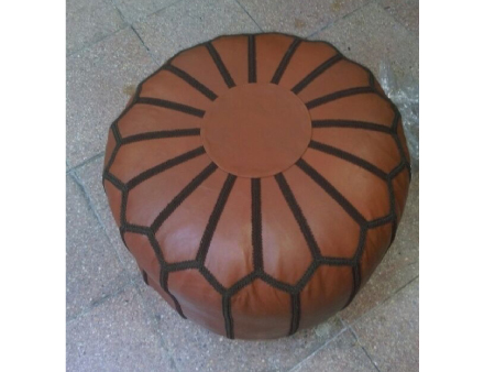 Brown Leather Pouffe Pouf Puff Footstool Ottoman