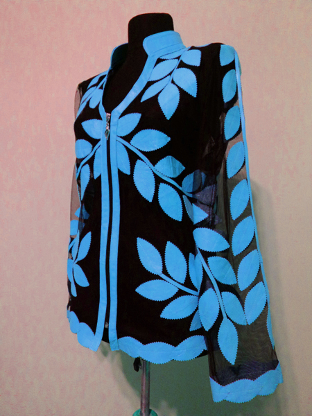 Light Blue Leather Leaf Jacket for Women V Neck Design 10 Genuine Short Zip Up Light Lightweight