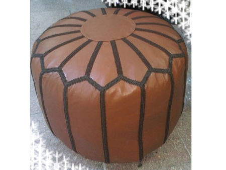 Orange Leather Pouffe Pouf Puff Footstool Ottoman [ Click to See Photos ]