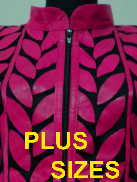 Plus Size Leather Leaf Jacket for Women Design 04