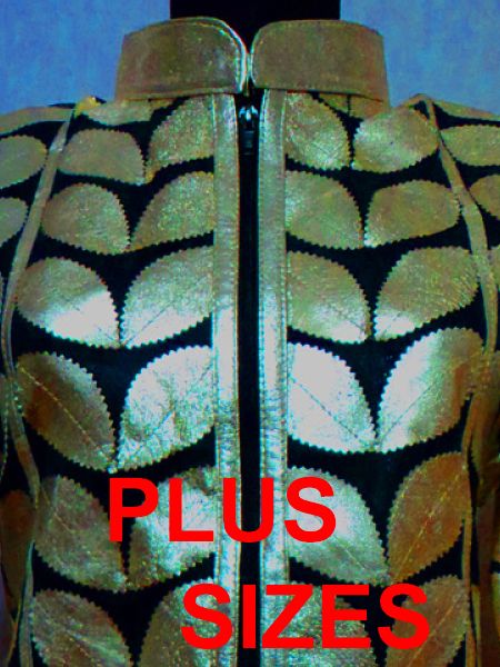 Plus Size Leather Leaf Jackets for Women Design 01