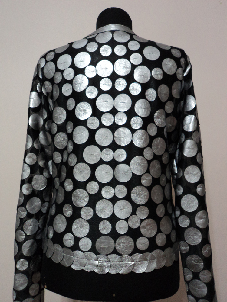 Silver Leather Leaf Jacket for Women Design 07 Genuine Short Zip Up Light Lightweight