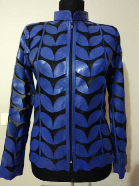Women Blue Leather Jacket