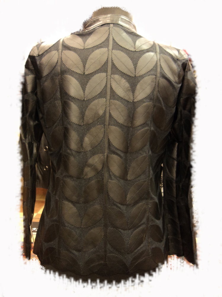 Womens Black Leather Leaf Jacket