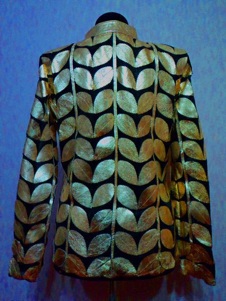 Womens Gold Leather Leaf Jacket