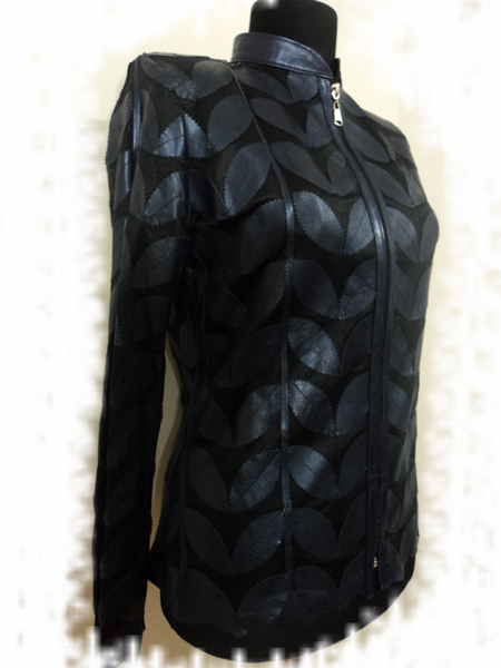 Womens Navy Blue Leather Jacket