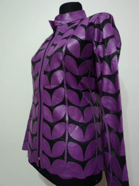 Purple Leather Leaf Jacket for Women