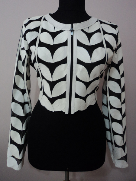 White Leather Leaf Bolero for Women