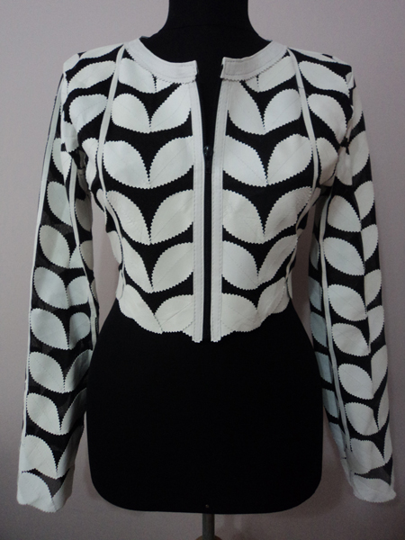 White Leather Leaf Bolero for Women