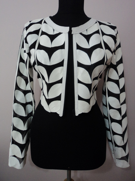 White Leather Leaf Bolero for Women