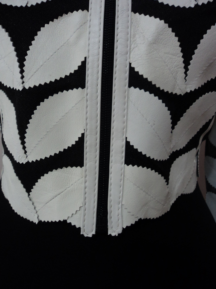 Womens White Leather Leaf Bolero